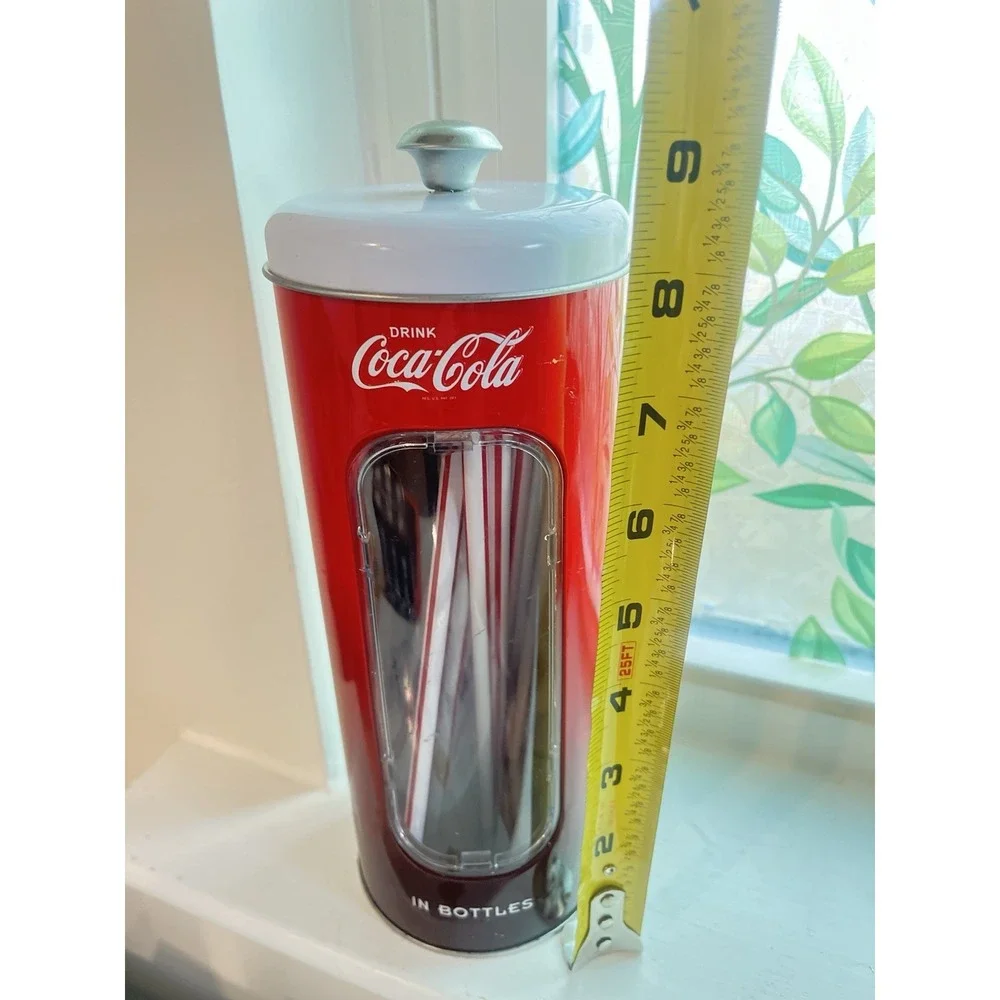 Coca-Cola Red Metal Tin Canister w/ White Lid 